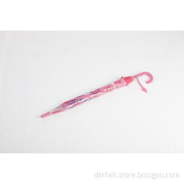 Pink PVC Dome Umbrella Durable J Shape , Transparent Umbrel